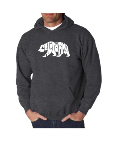La Pop Art Men's Word Art Hooded Sweatshirt - California Bear In Dark Gray