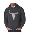 La Pop Art Men's Word Art Hooded Sweatshirt - Texas Skull In Dark Gray