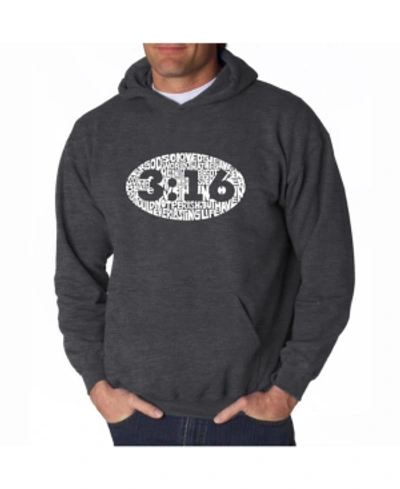 La Pop Art Men's Word Art Hoodie - John 3:16 In Dark Gray