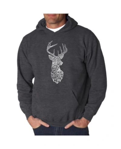 La Pop Art Men's Word Art Hoodie - Types Of Deer In Dark Gray