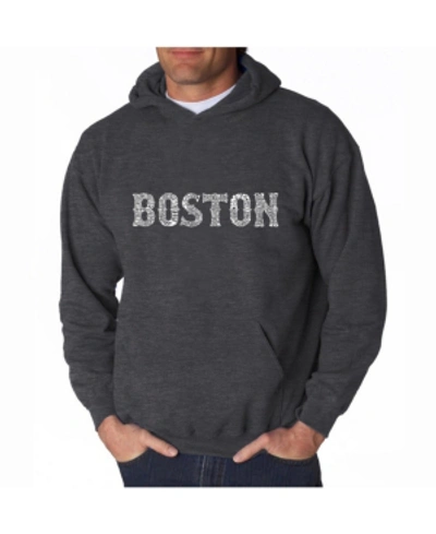 La Pop Art Men's Word Art Hooded Sweatshirt - Boston Neighborhoods In Dark Gray
