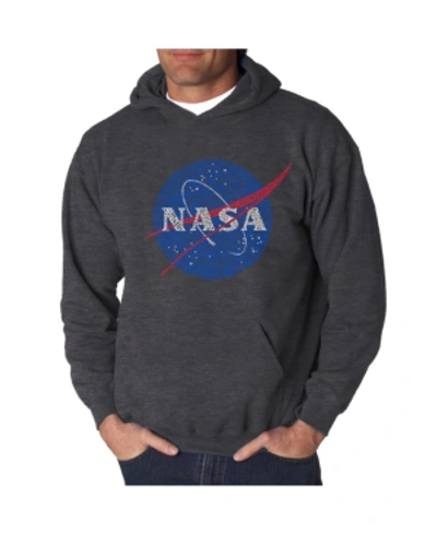 La Pop Art Men's Word Art Hoodie - Nasa Meatball Logo In Dark Gray