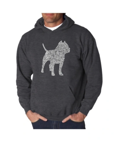 La Pop Art Men's Word Art Hooded Sweatshirt - Pit Bull In Dark Gray