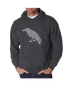 La Pop Art Men's Word Art Hooded Sweatshirt - The Raven In Dark Gray
