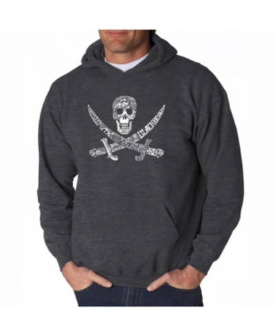 La Pop Art Men's Word Art Hoodie - Pirate In Dark Gray