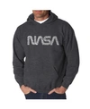 La Pop Art Men's Word Art Hooded Sweatshirt - Worm Nasa In Dark Gray