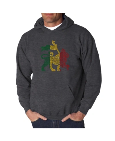 La Pop Art Men's Word Art Hoodie, One Love In Dark Gray