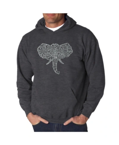 La Pop Art Men's Word Art Hoodie - Elephant Tusks In Dark Gray