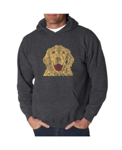 La Pop Art Men's Word Art Hooded Sweatshirt - Dog In Dark Gray