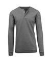 Galaxy By Harvic Mens Thermal Long Sleeves Henley Shirt In Charcoal