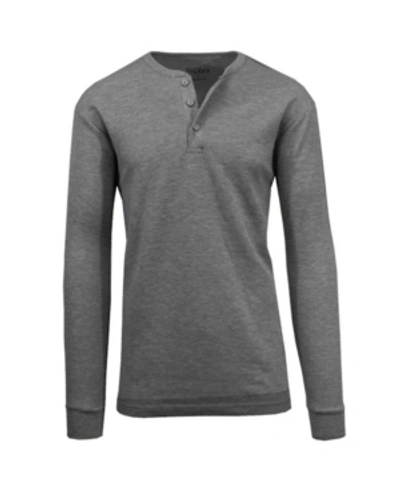 Galaxy By Harvic Mens Thermal Long Sleeves Henley Shirt In Charcoal