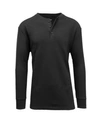 Galaxy By Harvic Men's Oversized Waffle-knit Thermal Henley Shirt In Black