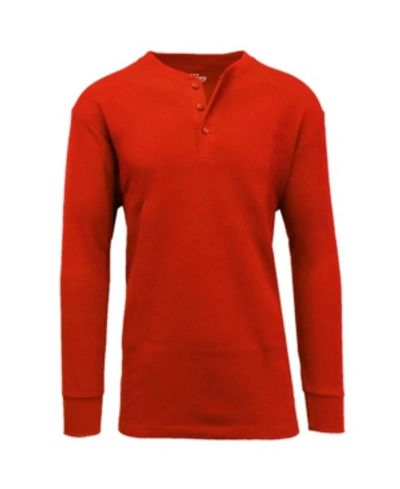 Galaxy By Harvic Men's Long Sleeve Thermal Henley Tee In Red