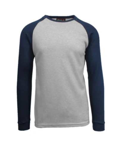 Galaxy By Harvic Men's Long Sleeve Thermal Shirt With Contrast Raglan Trim On Sleeves In Heather Gr