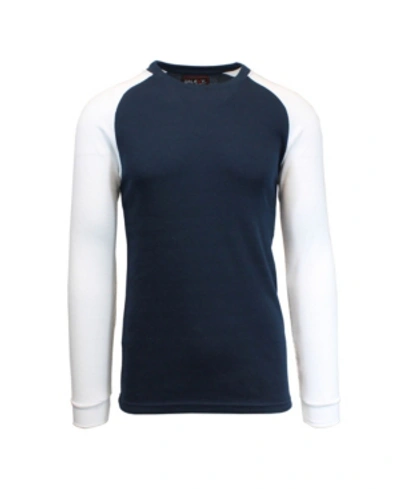 Galaxy By Harvic Men's Long Sleeve Thermal Shirt With Contrast Raglan Trim On Sleeves In Navy-white