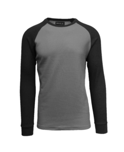 Galaxy By Harvic Men's Long Sleeve Thermal Shirt With Contrast Raglan Trim On Sleeves In Charcoal-b