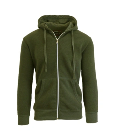 Galaxy By Harvic Men's Full Zip Fleece Hooded Sweatshirt In Olive