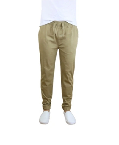 Galaxy By Harvic Men's Basic Stretch Twill Joggers In Khaki
