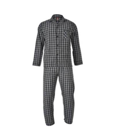 Hanes Platinum Hanes Men's Big And Tall Cvc Broadcloth Pajama Set In Black Plaid