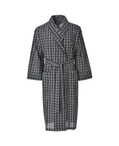 Hanes Platinum Hanes Men's Big And Tall Woven Shawl Robe In Black Plaid