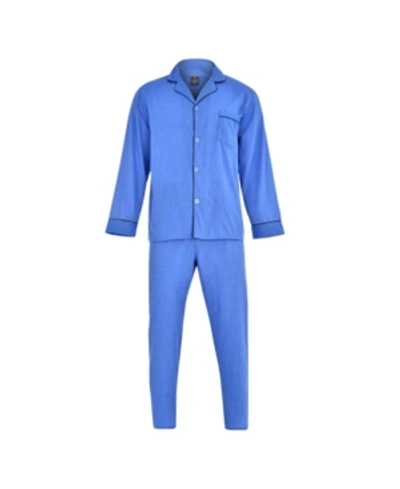 Hanes Platinum Hanes Men's Big And Tall Cvc Broadcloth Pajama Set In Medium Blue