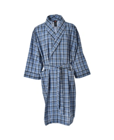 Hanes Platinum Hanes Men's Big And Tall Woven Shawl Robe In Blue Plaid