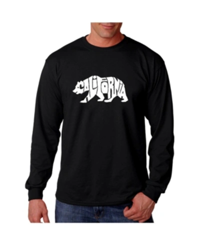 La Pop Art Men's Word Art Long Sleeve T-shirt- California Bear In Black