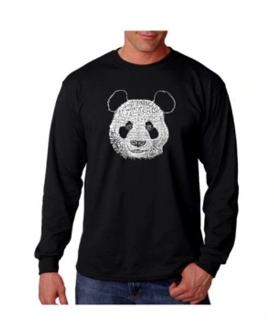 La Pop Art Men's Word Art Long Sleeve T-shirt- Panda Head In Black