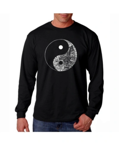 La Pop Art Men's Word Art Long Sleeve T-shirt- Yin Yang In Black