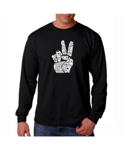 La Pop Art Men's Word Art Long Sleeve Peace Out T-shirt In Black