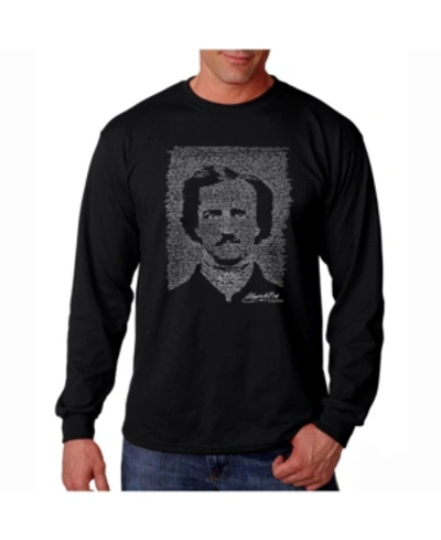 La Pop Art Men's Word Art Long Sleeve T-shirt- Edgar Allen Poe In Black
