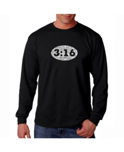 La Pop Art Men's Word Art Long Sleeve T-shirt- John 3:16 In Black