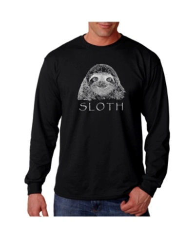 La Pop Art Men's Word Art Long Sleeve T-shirt- Sloth In Black