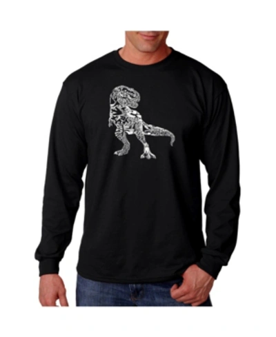 La Pop Art Men's Word Art Long Sleeve T-shirt- Dinosaur In Black