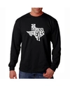 La Pop Art Men's Word Art Long Sleeve T-shirt- Don't Mess With Texas In Black