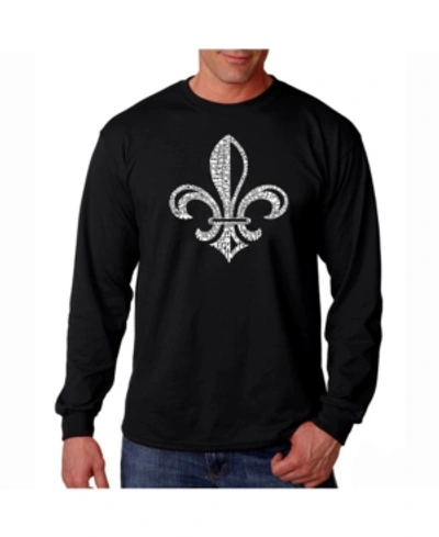 La Pop Art Men's Word Art Long Sleeve T-shirt- When The Saints Go Marching In In Black