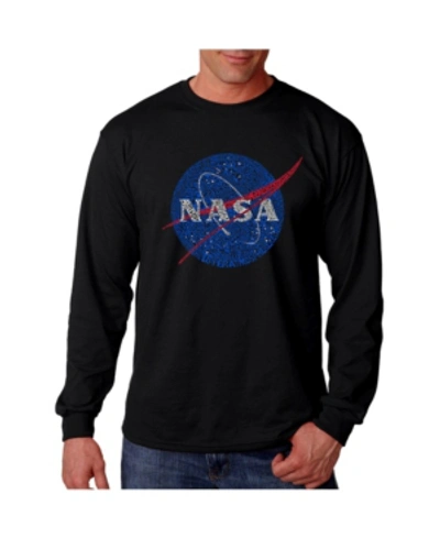 La Pop Art Men's Word Art Long Sleeve T-shirt- Nasa Meatball Logo In Black