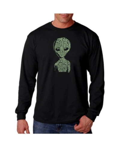 La Pop Art Men's Word Art Long Sleeve T-shirt- Area 51 In Black