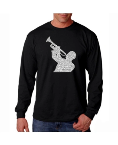 La Pop Art Men's Word Art Long Sleeve T-shirt- All Time Jazz Songs In Black