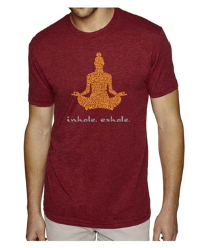 La Pop Art Men's Premium Word Art T-shirt - Inhale Exhale In Burgundy