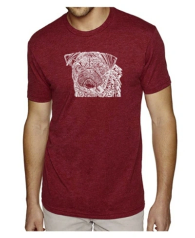 La Pop Art Men's Premium Word Art T-shirt - Pug Face In Burgundy