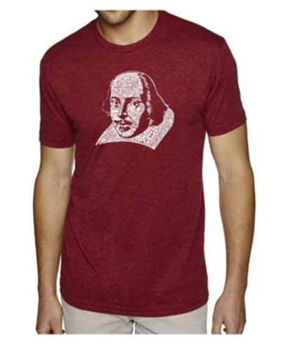 La Pop Art Men's Premium Word Art T-shirt - Shakespeare In Burgundy