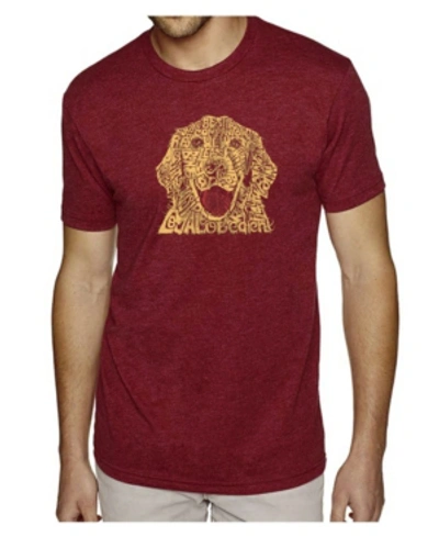La Pop Art Men's Premium Word Art T-shirt - Dog In Burgundy