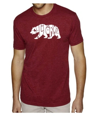 La Pop Art Men's Word Premium Art T-shirt - California Bear In Burgundy