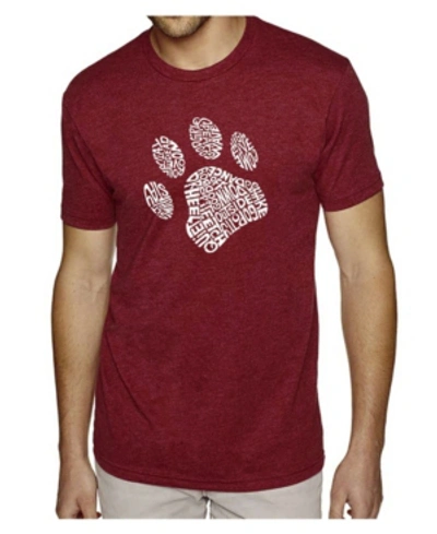 La Pop Art Men's Premium Word Art T-shirt - Dog Paw In Burgundy