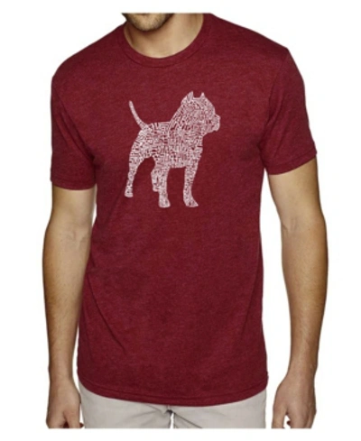 La Pop Art Men's Premium Word Art T-shirt - Pit Bull In Burgundy