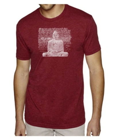La Pop Art Men's Premium Word Art T-shirt - Zen Buddha In Burgundy