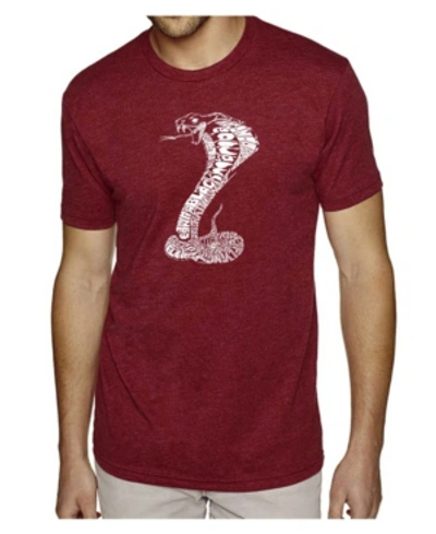 La Pop Art Men's Premium Word Art T-shirt - Types Of Snakes In Burgundy