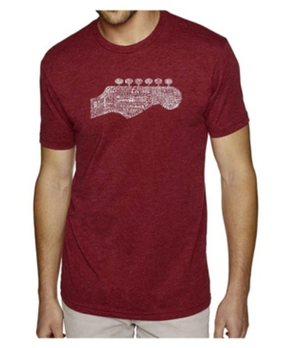 La Pop Art Men's Premium Word Art T-shirt - Guitar Head In Burgundy