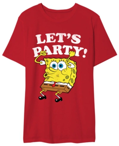 Hybrid Spongebob Men's Let's Party Graphic Tshirt In Red